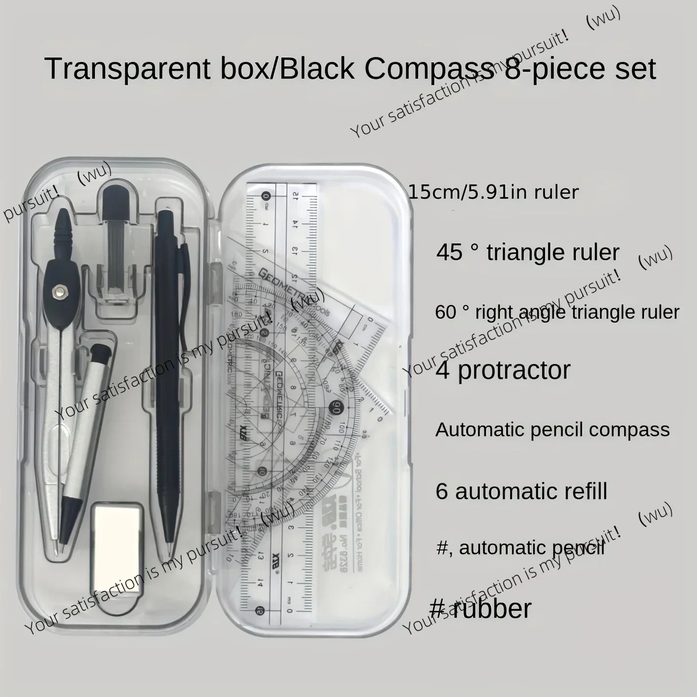 8-in-1 Mathematical Geometry Kit with Compass Ruler and Protractor, Essential for The Start of School Season