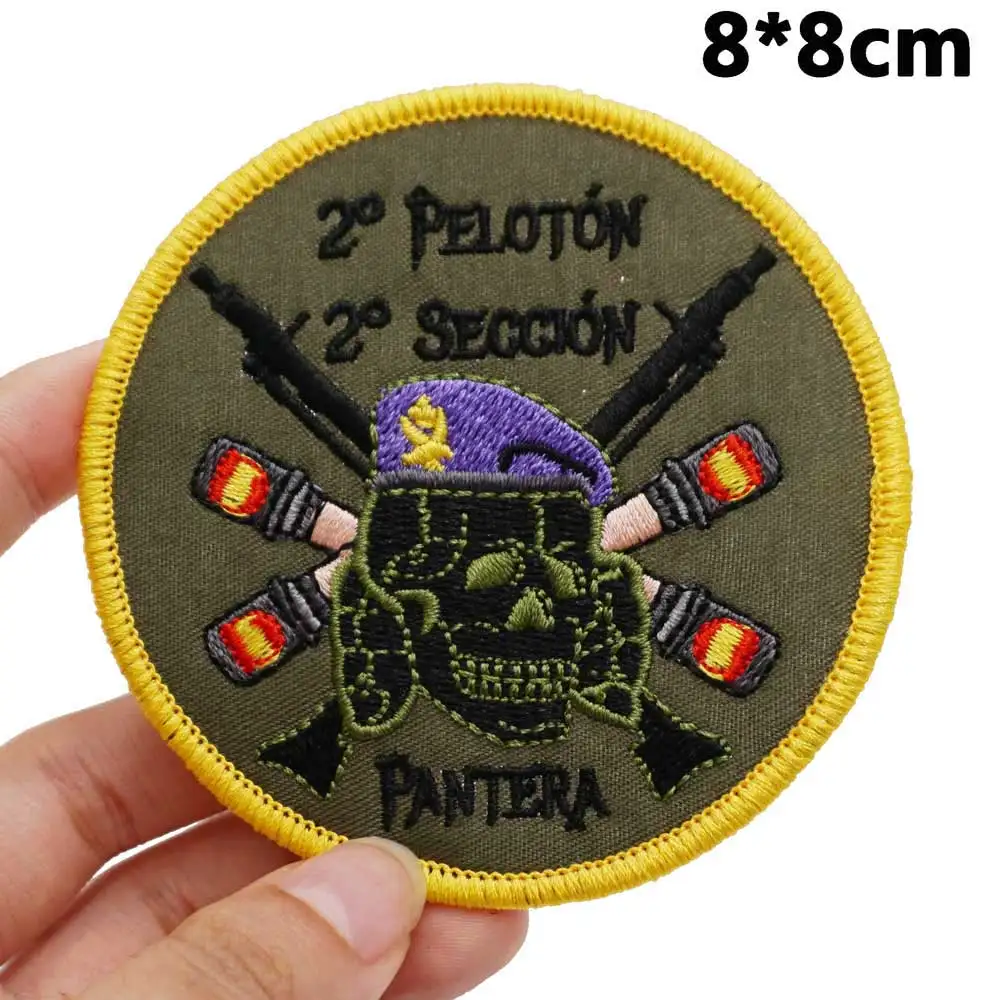 spain army peloton 2 seccion pantera Tactical Embroidery Patch for Backpacks and Clothing military Accessories with Hook backing