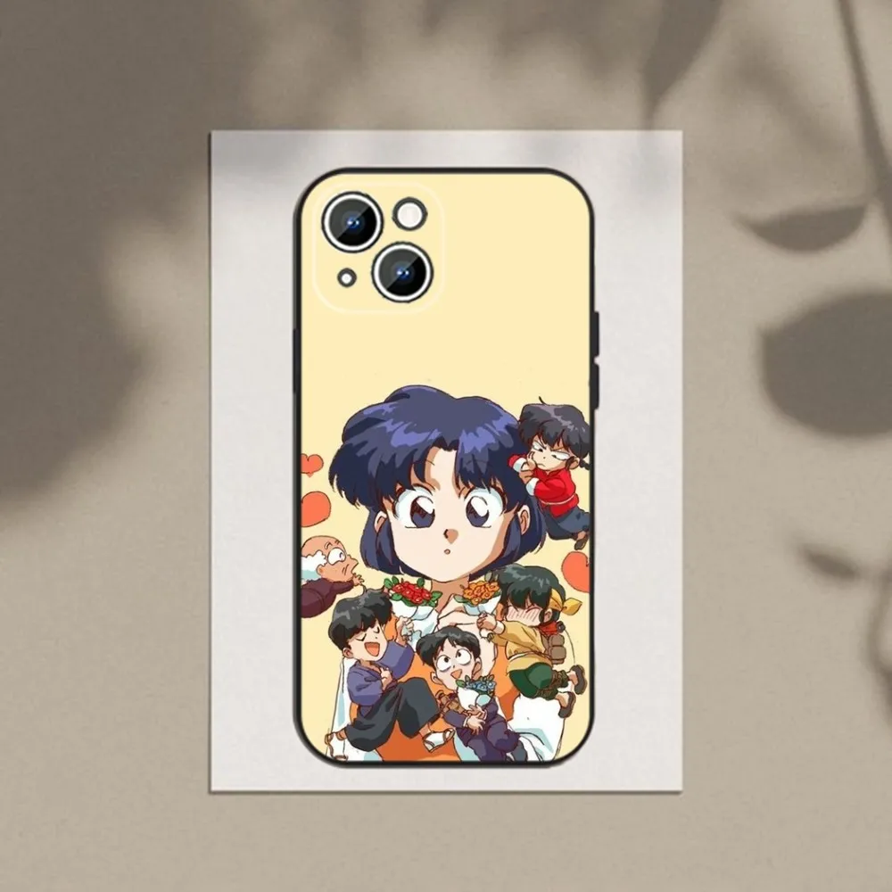 Cartoon R-RANMA 1 2 Phone Case Phone Case For Apple iPhone 15,14,13,12,11,XS,XR,X,8,7,Pro,Max,Plus,mini Silicone Black Cover