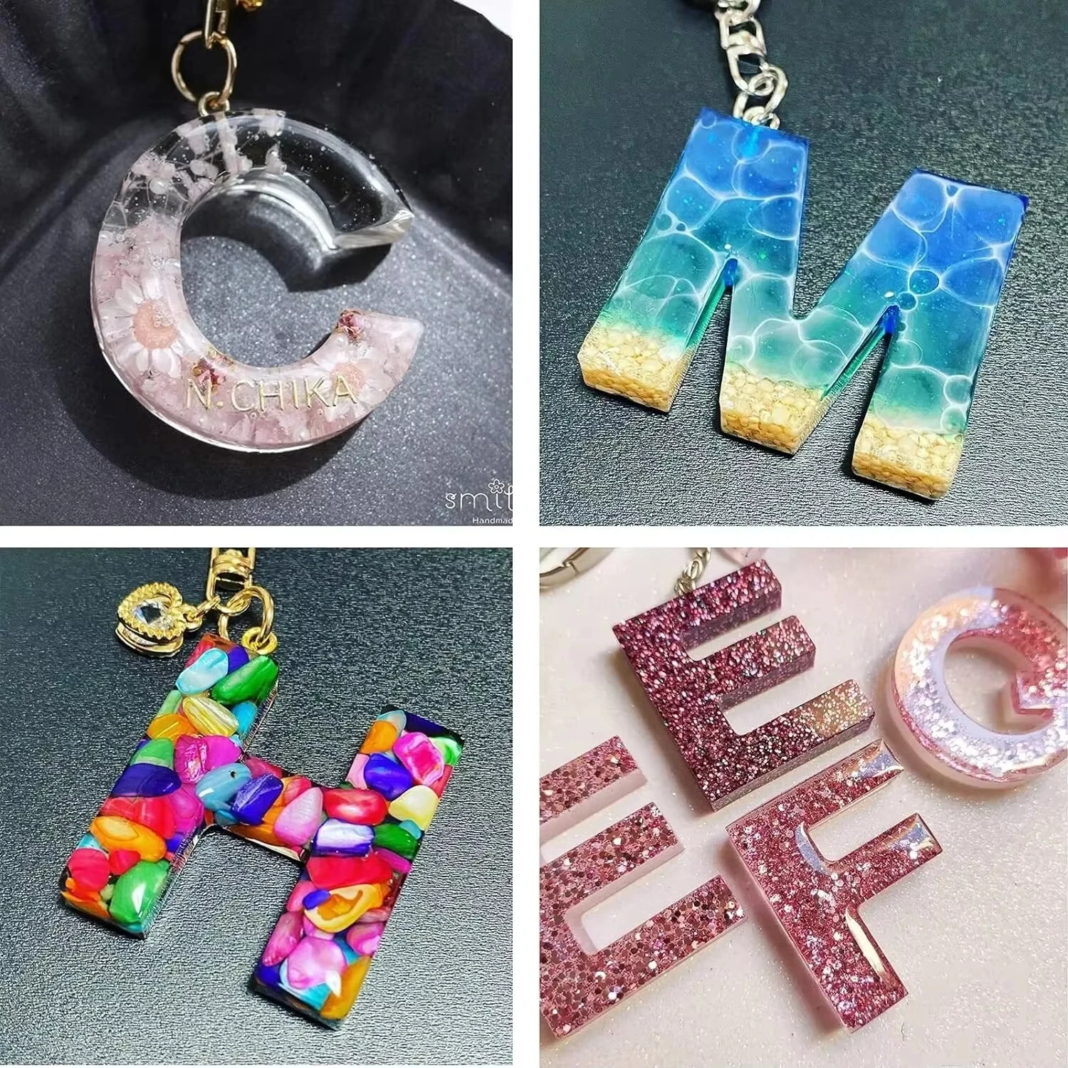 DIY Alphanumeric Pendant Silicone Mold Crystal Epoxy Mold Keychain School Bag Pendant MultiPurpose Mould