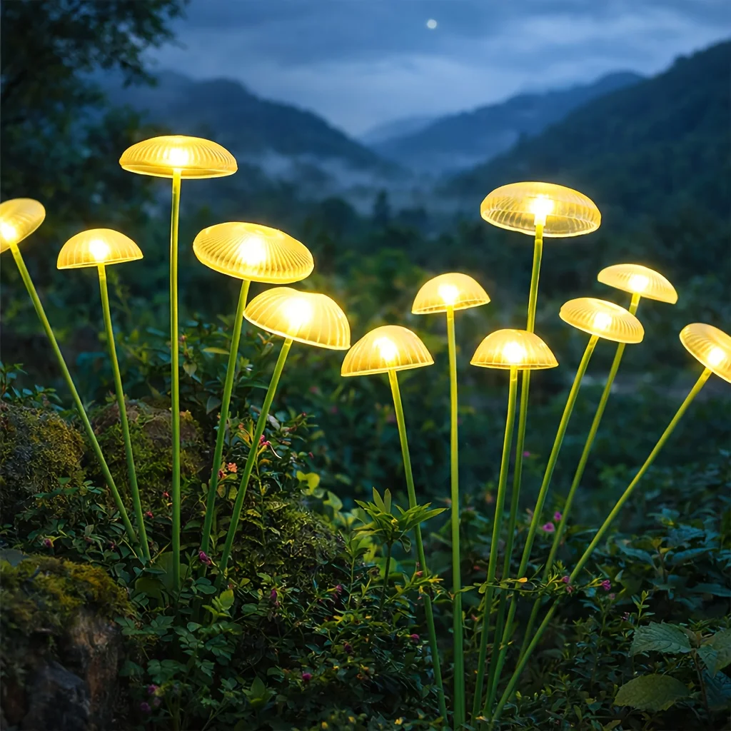 

Solar mushroom lights 6LED lighting, four-mode dynamic light effects, outdoor garden path decoration,garden ambient lights
