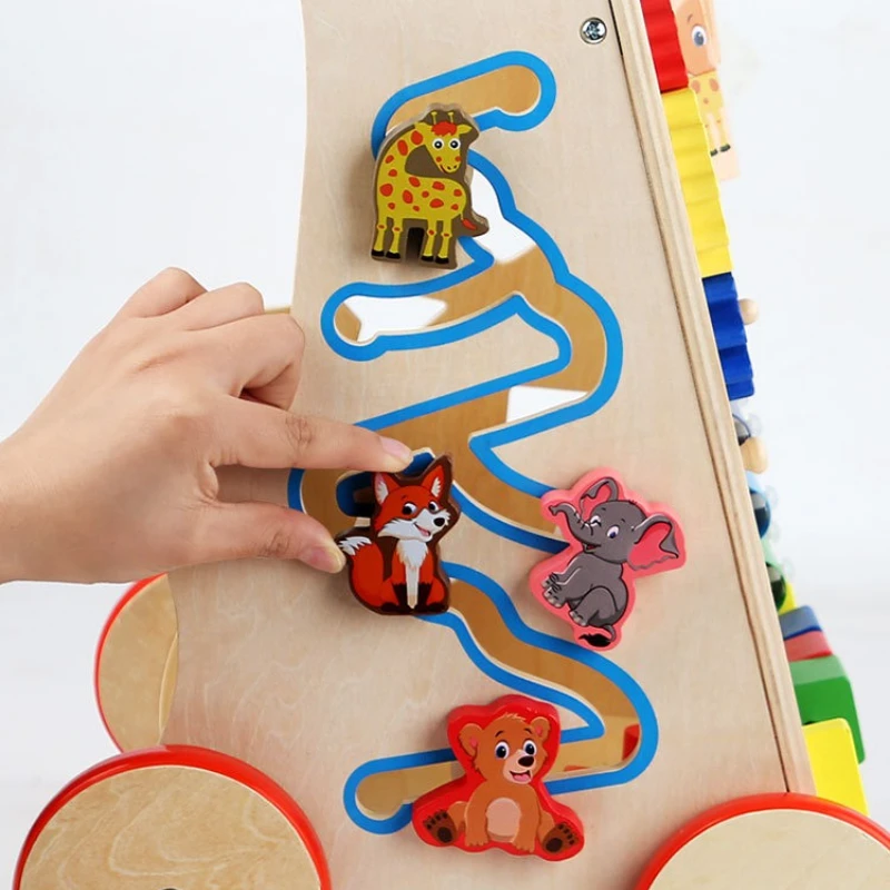 Giocattolo per bambini Multi-funzione Walker Puzzle Montessori Educazione Occupato Bordo Giocattolo Auto Parenting in legno Giocattoli matematici per bambini Giocattoli interattivi
