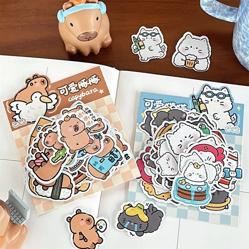 50 Sheets/Bag Cute Cartoon Alien Stickers Bag Waterproof Portable Capybara Sticker Creative Multi-purpose