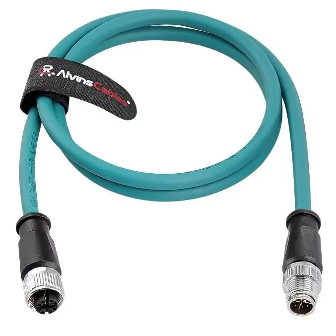M12 X-Code 8 Pin to Female Ethernet Cable Cat6a Shielded for Cognex Basler Keyence Industrial Camera High Flex 26.2ft 8m Green