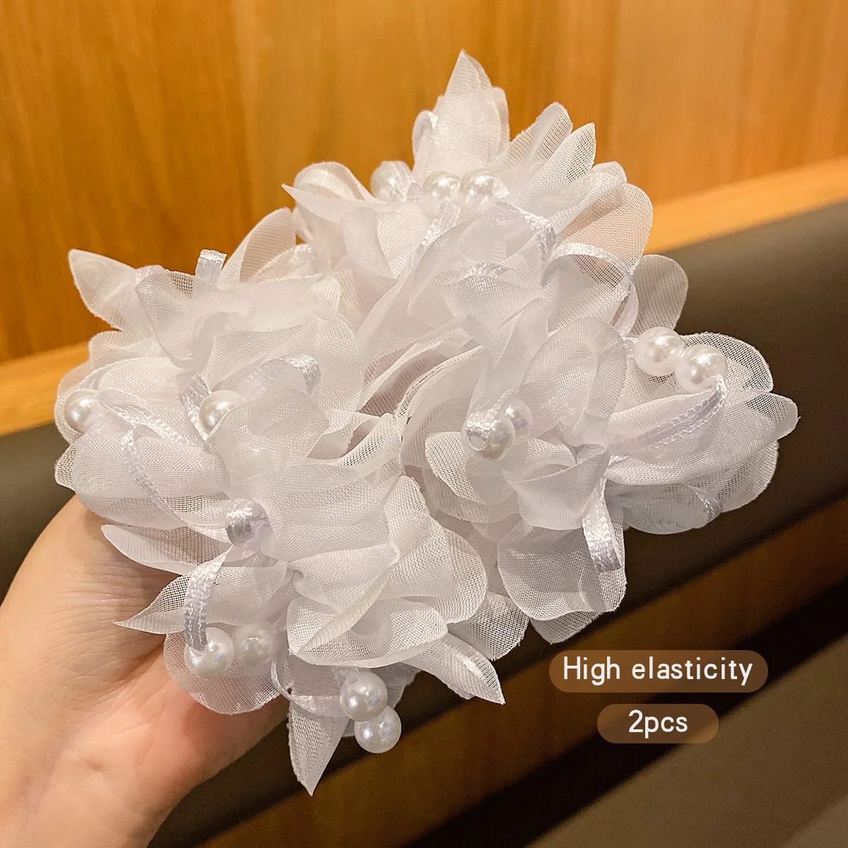 2 white hair accessories with sweet and cute floral headbands suitable for daily use