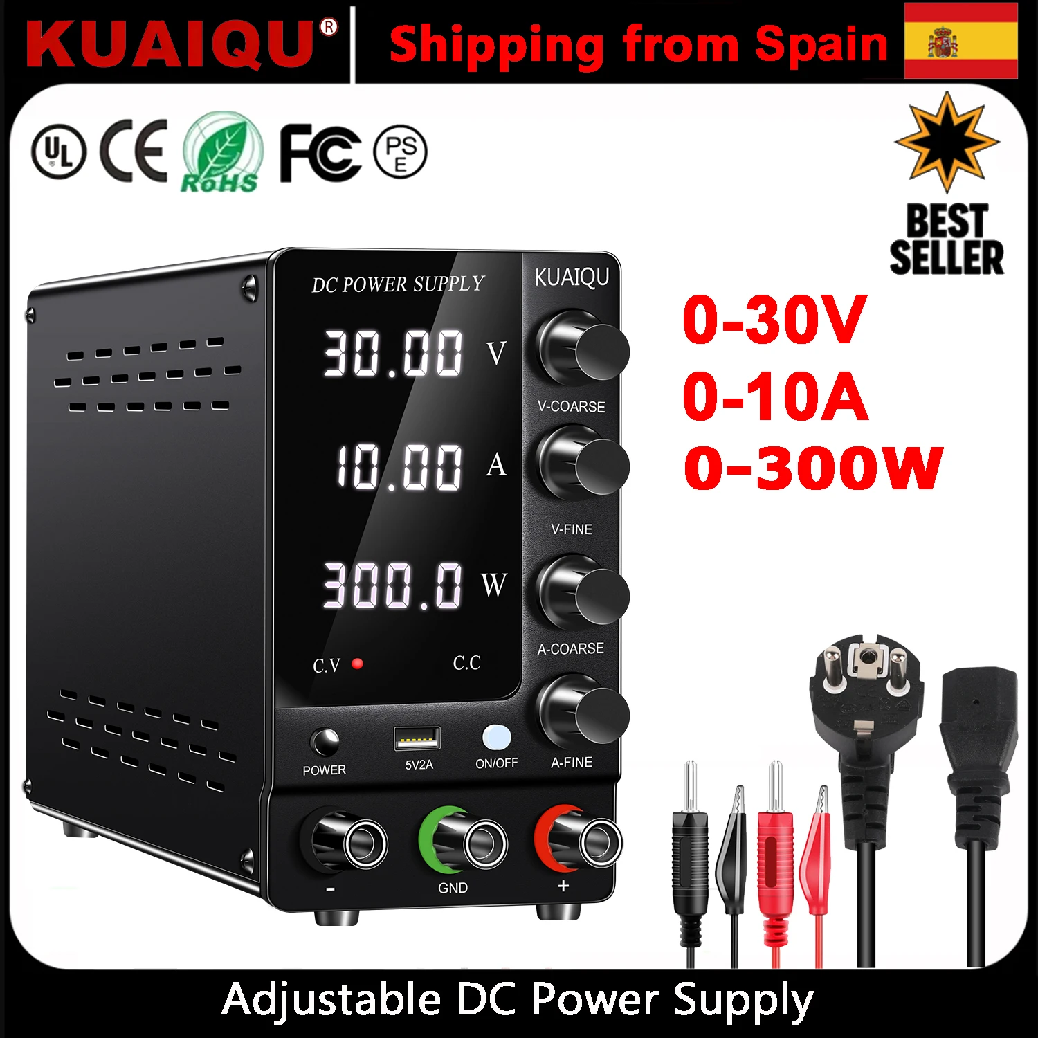 KUAIQU SPS-C3010 30V 10A DC Labornetzteil Einstellbare 60V 5A Tischspannungsquelle Spannungsregler Versand aus Spanien 220V Topseller