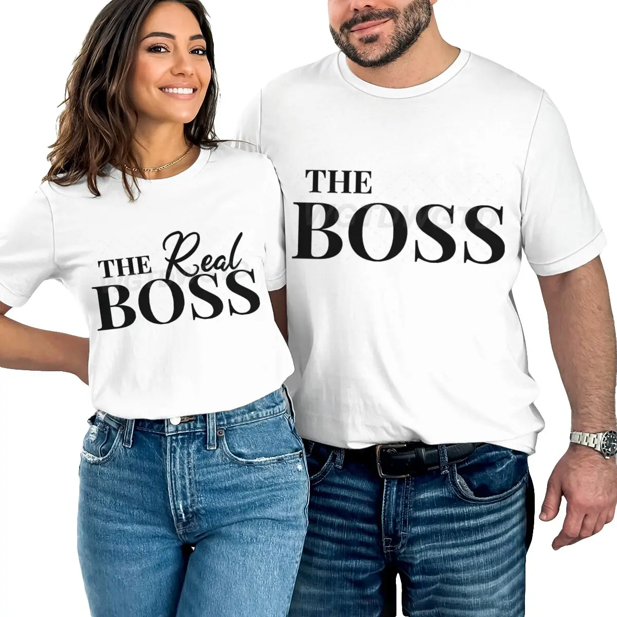 Camisetas a juego The Boss & The Real Boss, trajes a juego para parejas, regalos, estampado de letras divertidas, ropa para el Día de San Valentín para hombres y mujeres