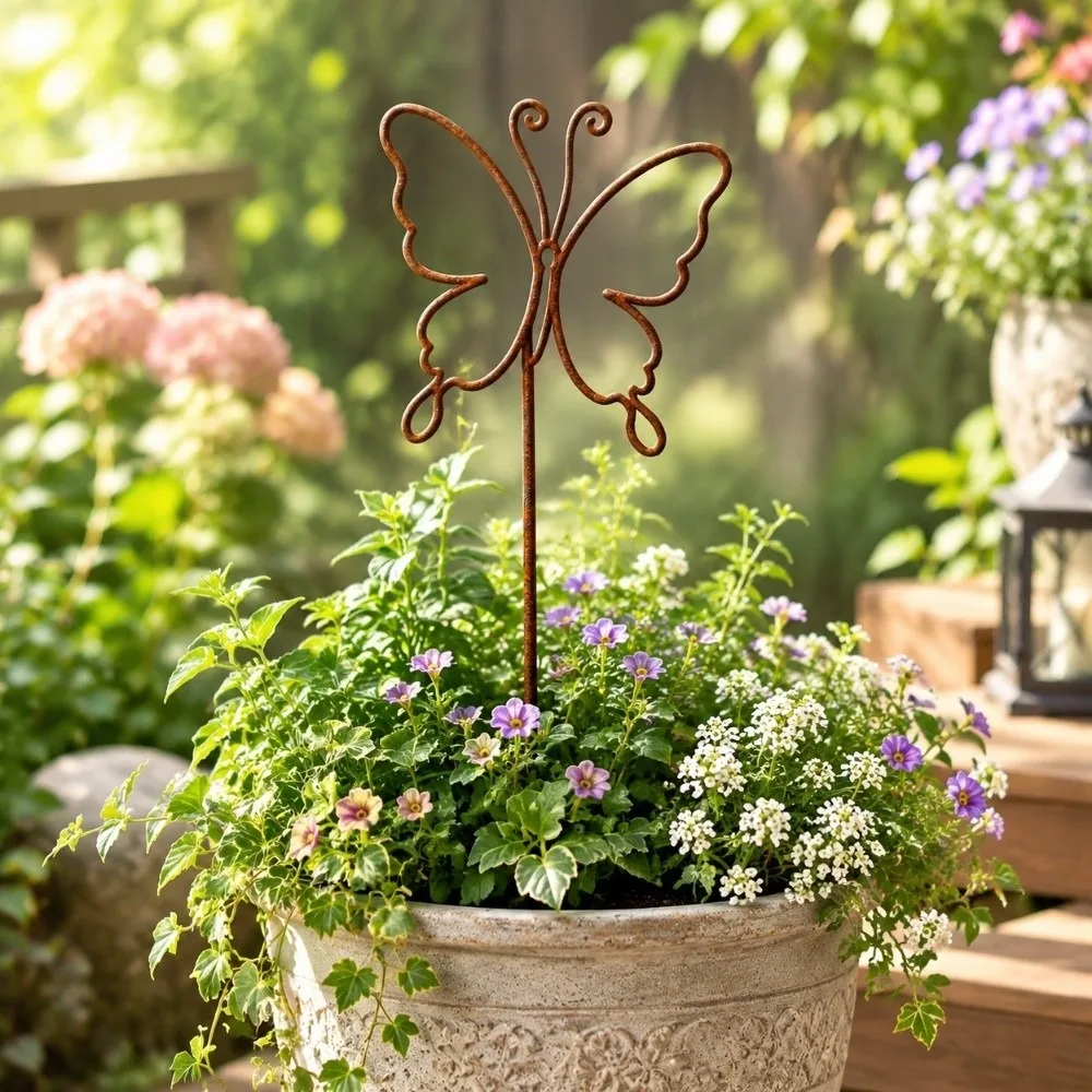 Hollow Out Butterfly Plant Stand Weather Resistance Reindeer Plant Climbing Trellis Strong Load Bearing Cat Plant Fixed Frame