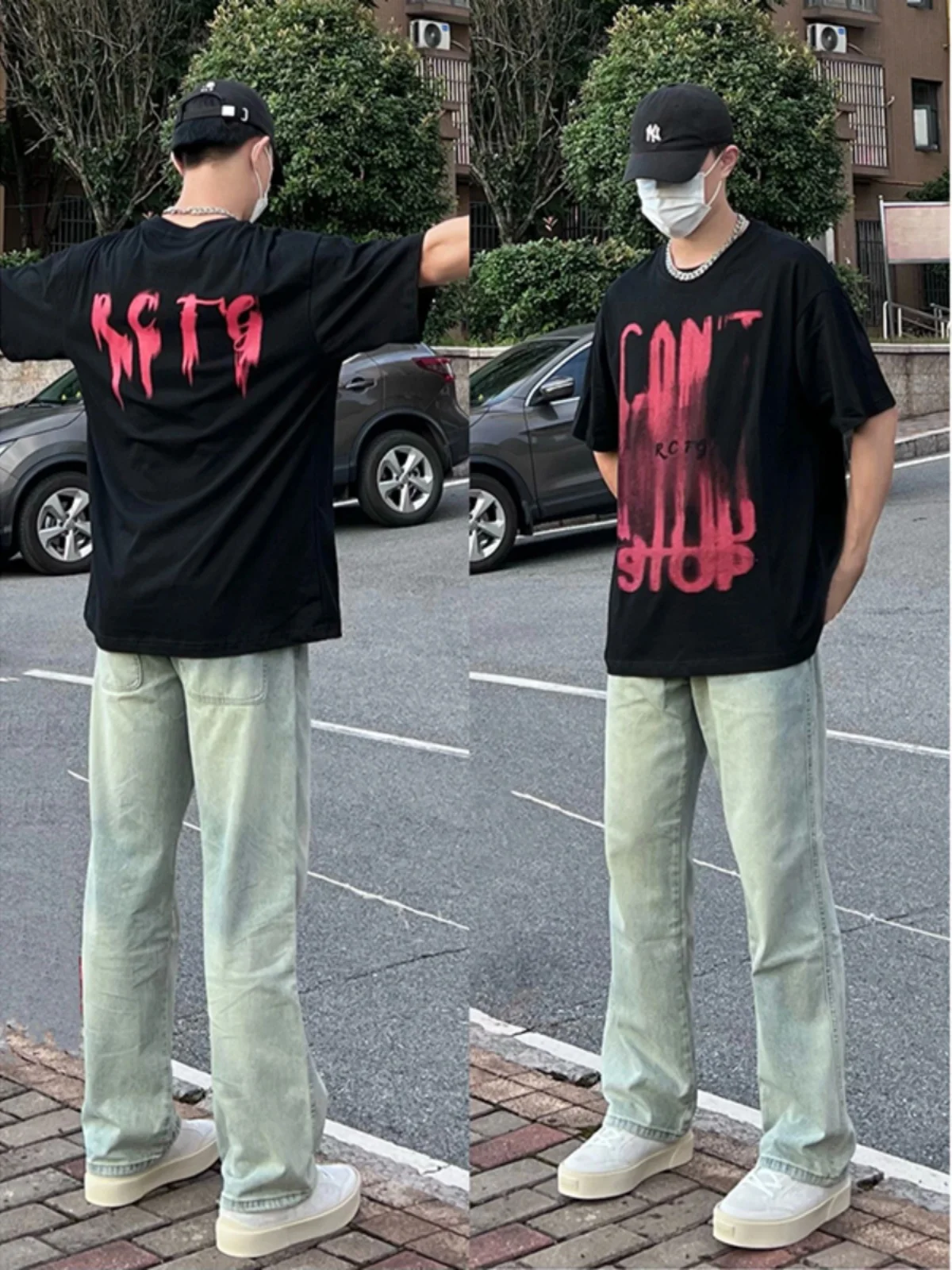 

Мужские джинсы в американском ретро-стиле, желтые, с эффектом потертости, летние, с высокой талией, прямые, слегка расклешенные, повседневные, молодежные, модные