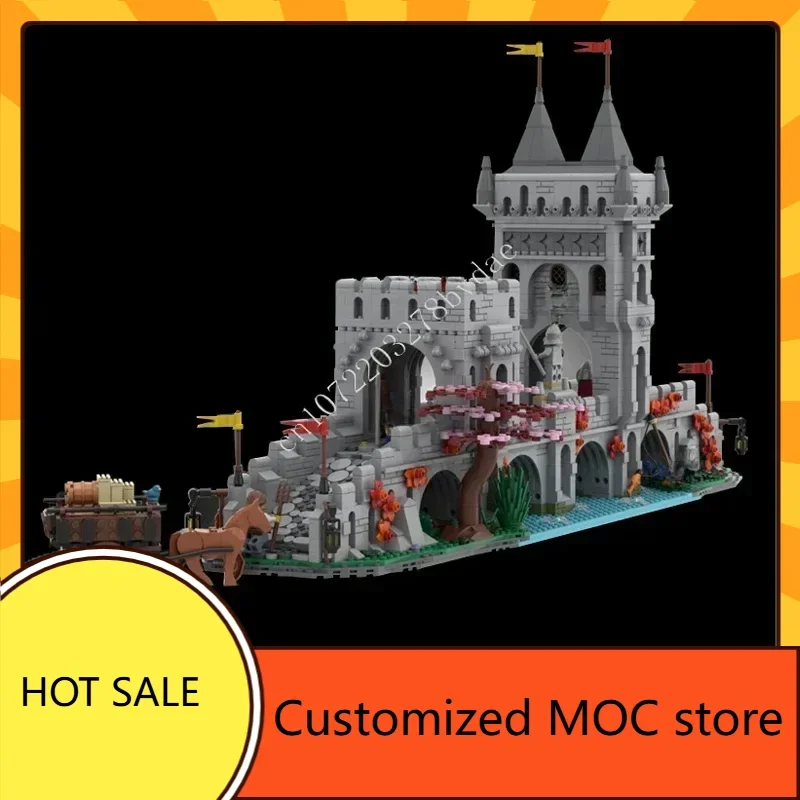 3210PCS 중세 강 건너기 MOC 스트리트뷰 퍼즐 건축 휴일 창의적인 크리스마스 조립 생일 장난감 선물