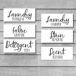 Laundry Room Storage Bottles Labels Vinyl Sticker Decal Detergent, Fabric Softener, Liquid Bleach, Scent Boosters Label Decals
