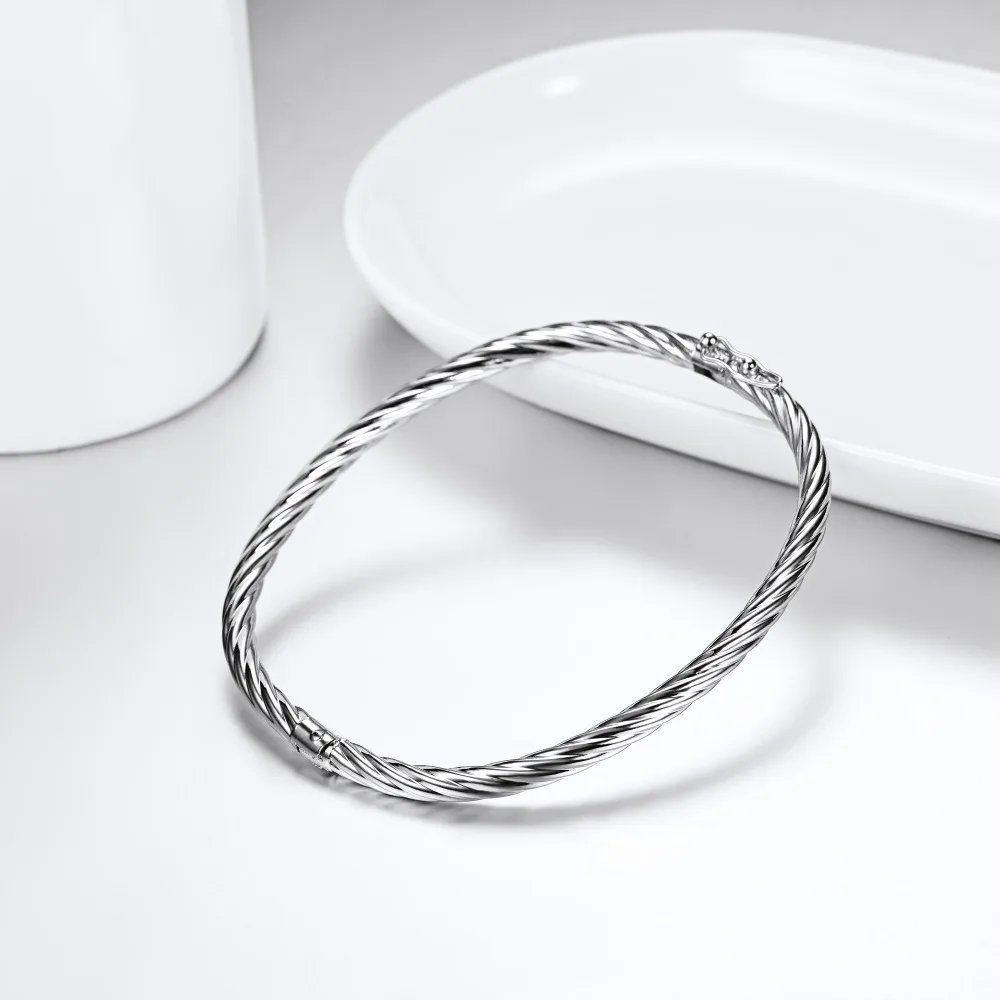 Twisted Wire Cable Bangle Bracelet for Women Cuff Minimalist Daily Jewelry