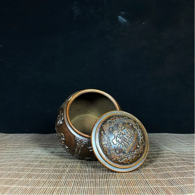 Antique Antique Copper Thickened Cans Plum Blossoms Orchids Bamboo and Chrysanthemum Cans Nostalgic Living Room Home Retro Craft