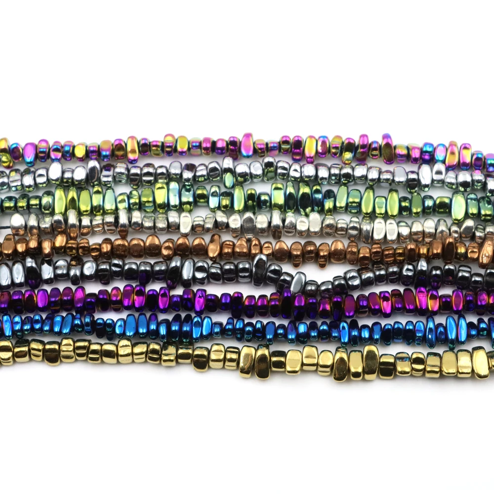 5-8 مللي متر الذهب اللون الفضة مطلي الهيماتيت غير النظامية الحصى الحجر الطبيعي فاصل فضفاض الخرز صنع المجوهرات سوار DIY اكسسوارات #3