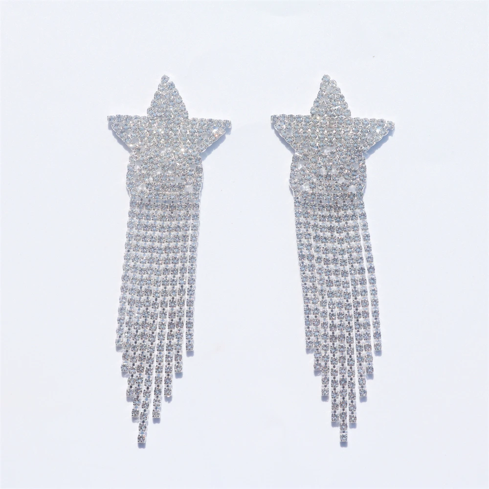 Fashion Women 1 Pair Rhinestone Star Nipple Covers Sexy Tassel Bra Sticker Breast Wear Nipple Pasties Reusable Chest Stickers