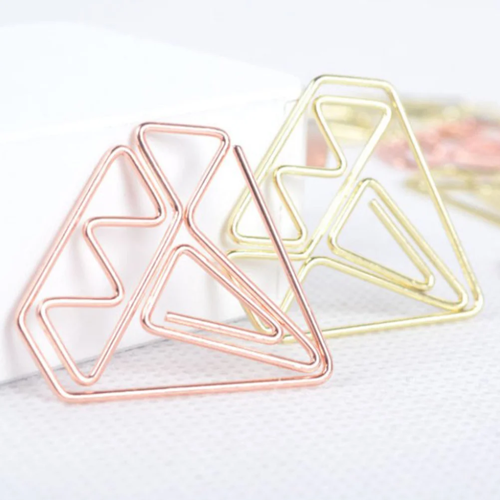 50pcs Bright Diamond Paperclip Paper Clips Marking Bookmark Pin Stationery Office Accessories(Gold+Rose Golden)