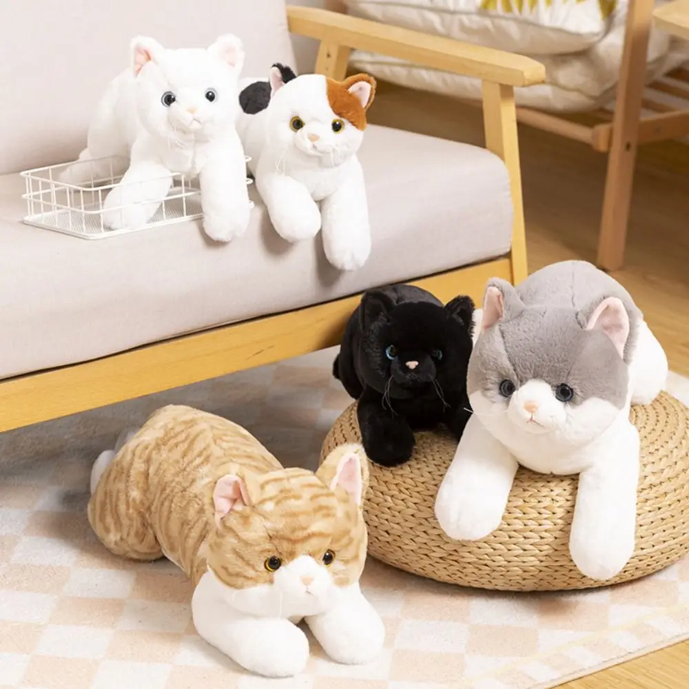 

50cm Imitation Lying Cat Plush Toys Realistic Hairy Texture Simulation Stuffed Cat Soft Material Cute Home Decor Girls Gift