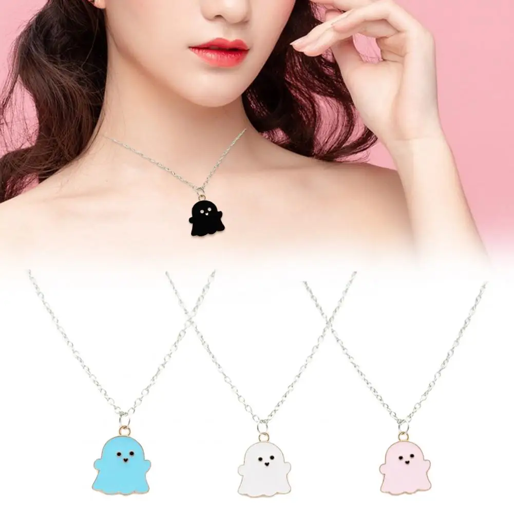 Anti-fade Couple Necklace Long Lasting Decoration Stylish Fashion Men Women Cartoon Ghost Clavicle Necklace