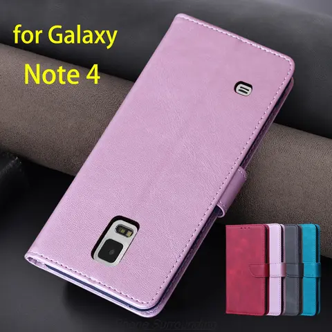 Portafoglio Flip Cover Custodia in pelle Pu per Samsung Galaxy Note 4 N910F N9100 Porta carte Borse per telefono Fondina protettiva Fundas Coque