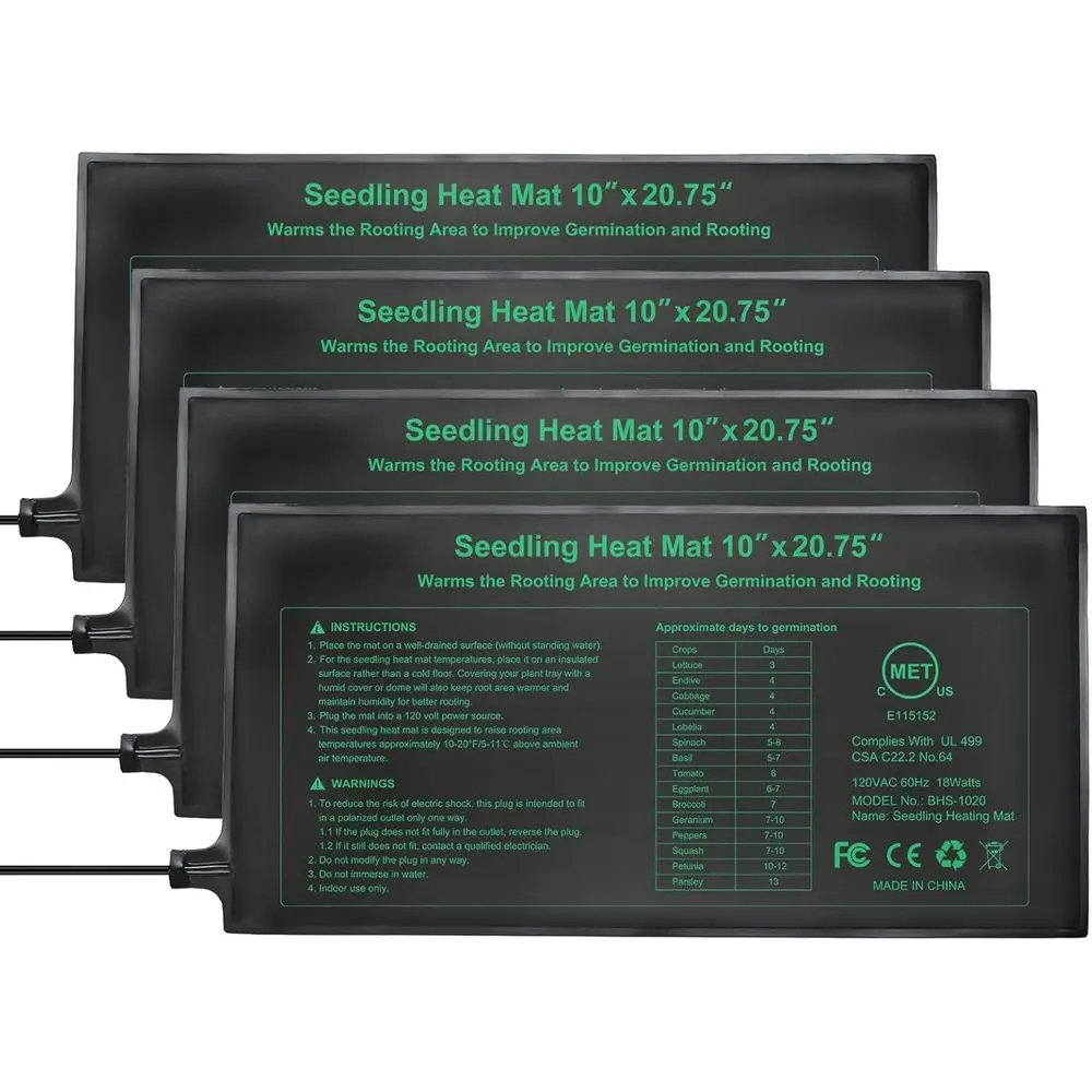 

Набор из 4-х теплорегулирующих ковриков для проращивания семян растений, водонепроницаемые и прочные греющие маты для теплиц