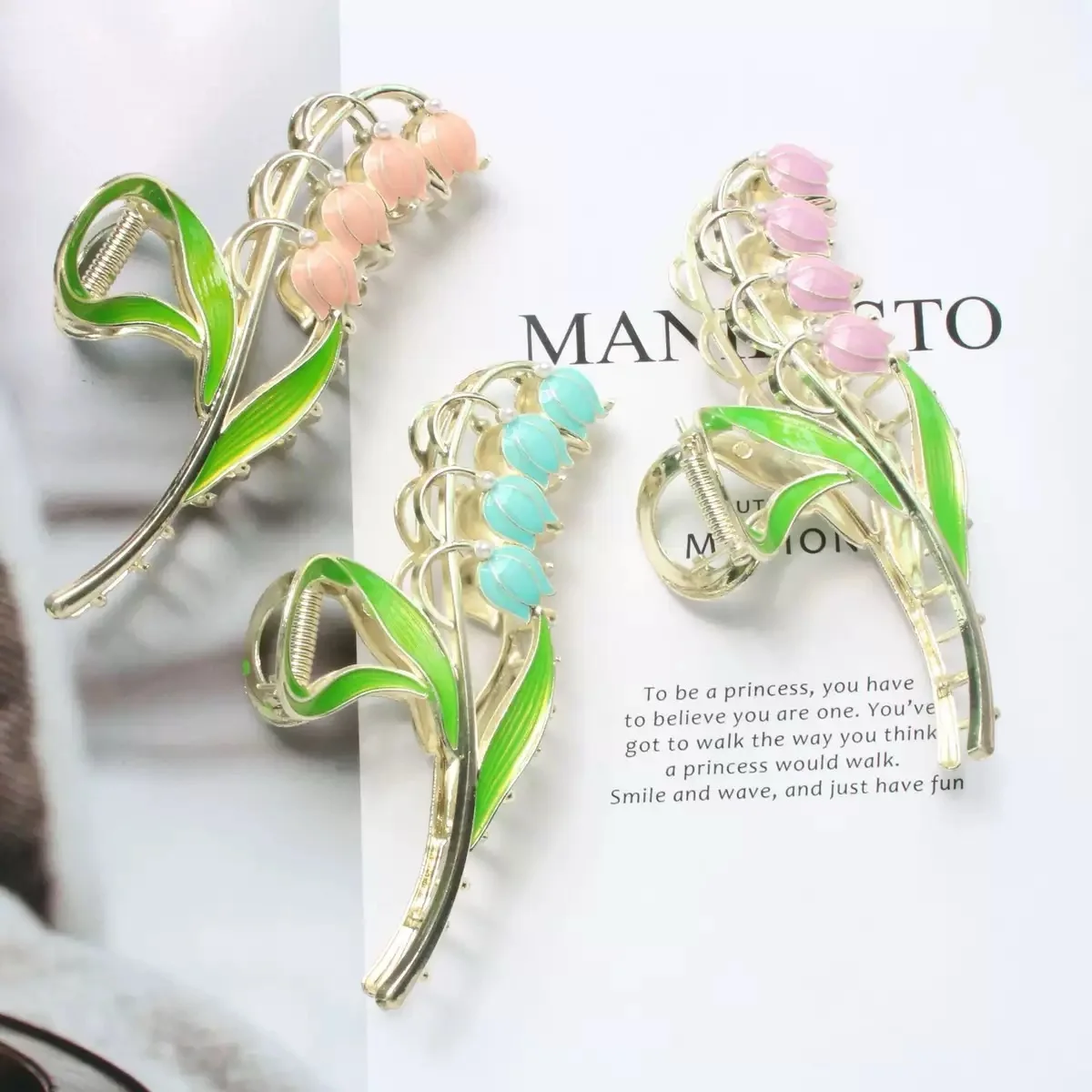 Elegant Lily Of The Valley Flower Metal Clip, High-End Forest Style Hair Accessories