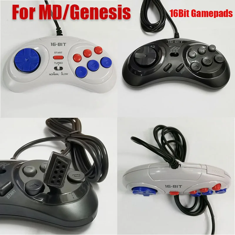 

White Black 9 Pin Wired Gamepads For Sega MegaDrive Game Console 16 bit Controller For Genesis MD Gamepad Handle Support Turbo