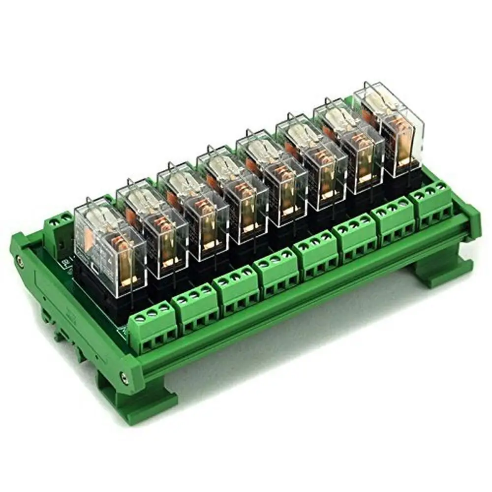 DIN Rail Mount AC/DC 24V Control 8 SPDT 16Amp Pluggable Power Relay Module G2R-1-E