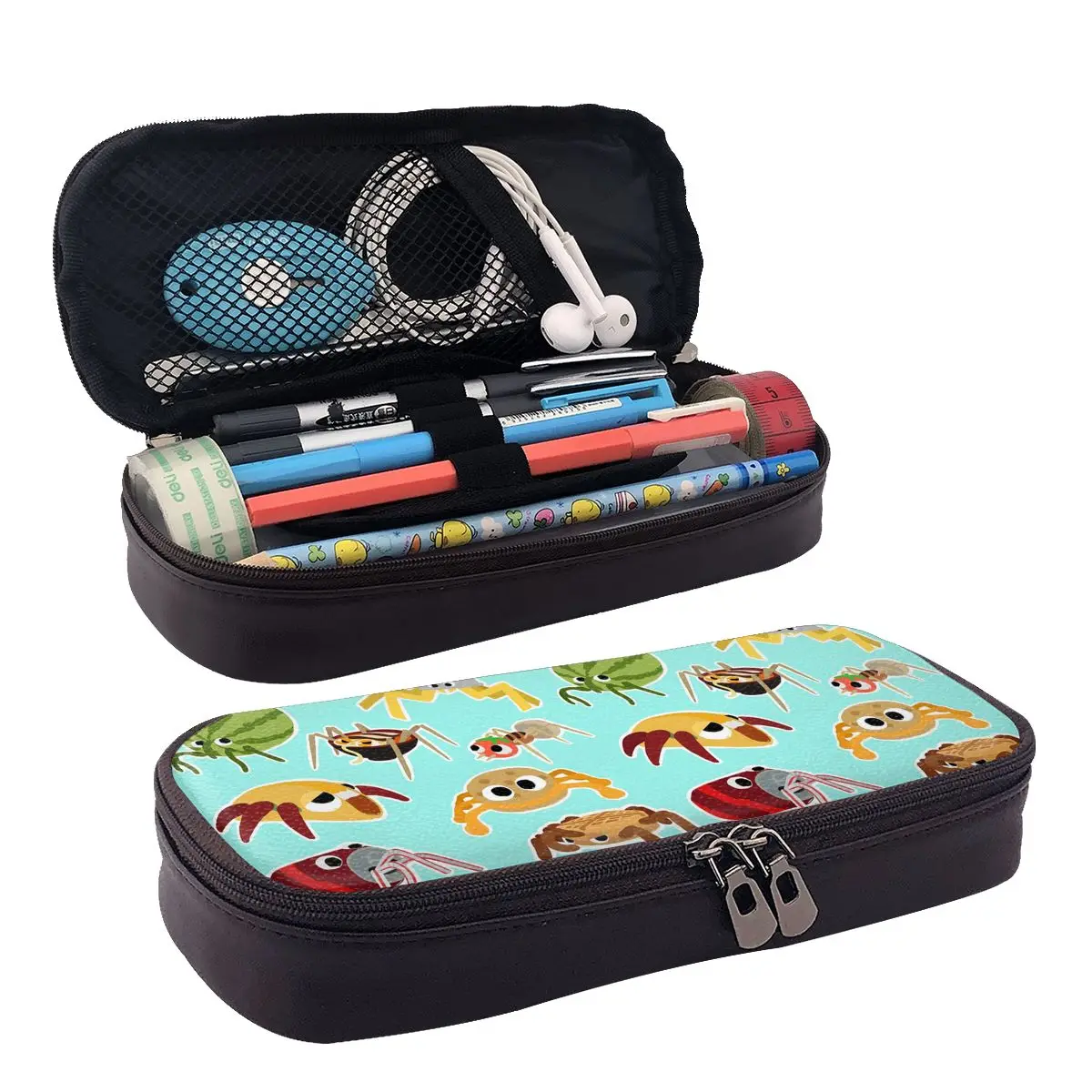 Bugsnax Bug Pack Fan Art Kinda Bug Leather Pencil Case for Studen Gifts Pen Box Pencil Bag Stationery Supplies Pen Holder Bag