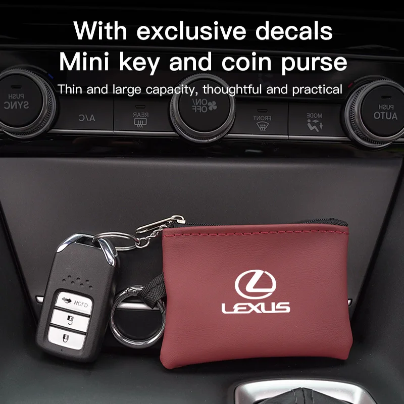 Car Key Bag Leather Mini Coin Purse Card Bag For Lexus RX330 IS250 Ct200h ES300h RX350 IS300h NX300h GS300 ES350 Organizer Caddy