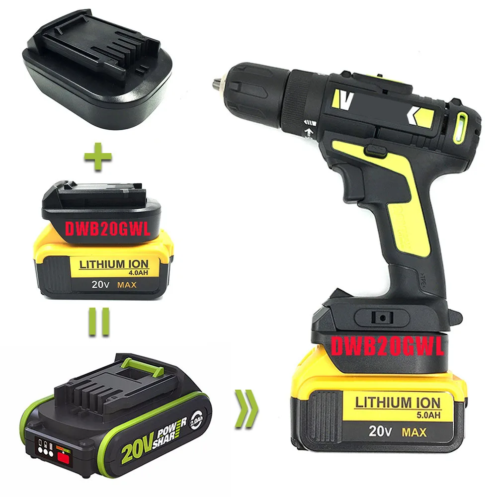 Adapter mtb18gwl dwb20gwl mwb18gwl dvb20gwl voor makita voor dewalt voor milwaukee voor devon li-ion batterij voor worx groene 20v tool