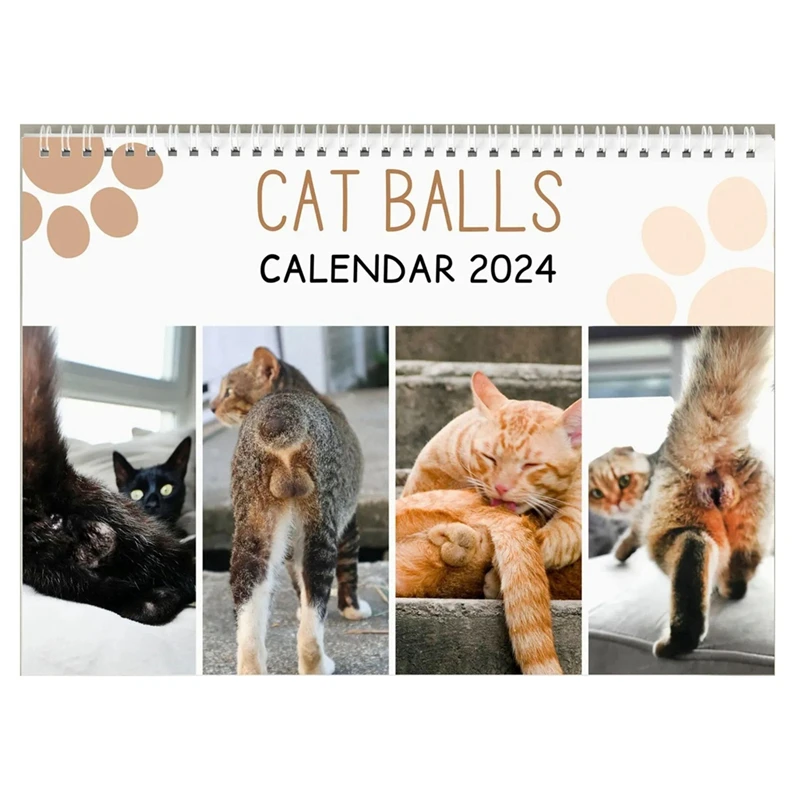 Calendario divertido para gato, 1 piezas, regalo divertido, para glúteos, 2024 como se muestra, testículos para gato, elefante blanco