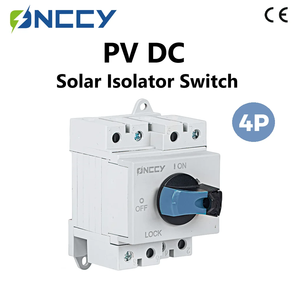 ONCCY Din Rail DC Isolator Switch,4P PV 600V 800V 32A Solar Rotating Handle Isolator Rotary Switch Disconnector For Solar