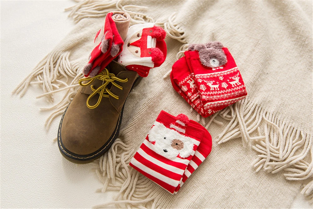 3 Paare/los frauen Casual Winter Weihnachten Socken Deer Fuchs Bär Hund Elch Baumwolle Cartoon Warme Weiche Sokken Weihnachten Geschenk dropship – Detail 11