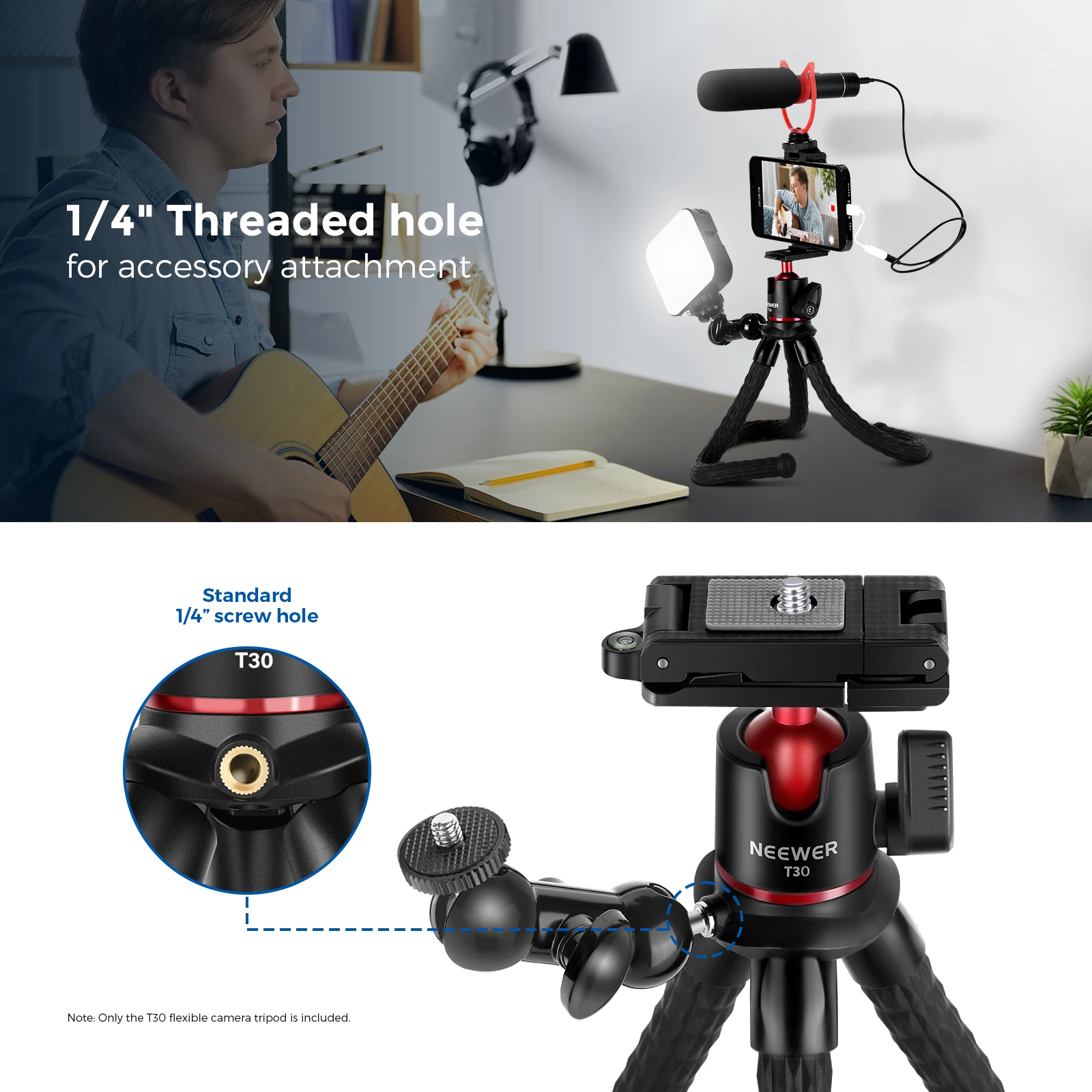 NEEWER Camera Tripod with Remote, Mini Flexible Tripod Stand with Action Camera Mount Adapter for Hero 12 11 10 9