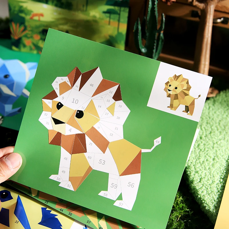 Mr Paper 12pcs/bag Sticker Book Students' Handmade 3D Geometric Collage DIY Stickers Early Educational Stickers For Journal