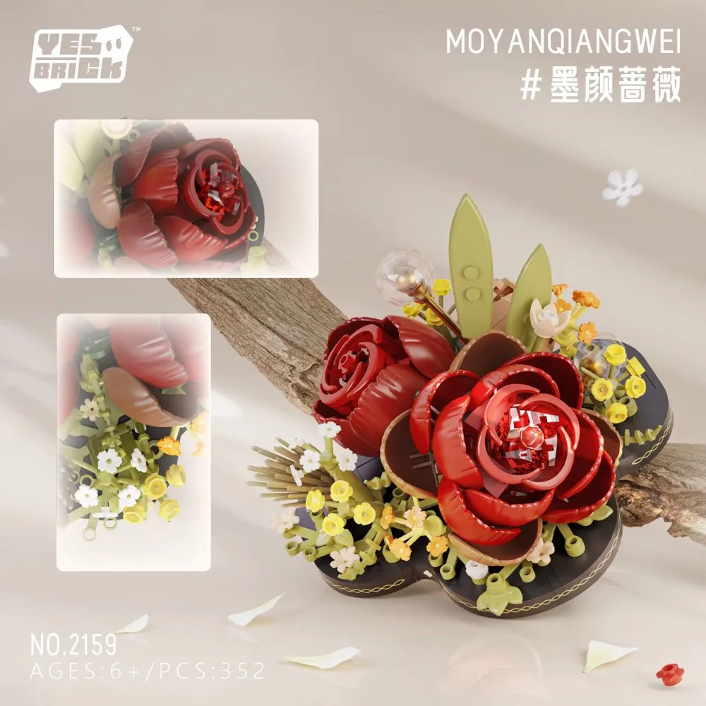 مجموعة مكعبات البناء الإبداعية نماذج نباتية بوعاء DIY مع فراشة عباد الشمس الوردية ألعاب تعليمية لهدايا الأطفال