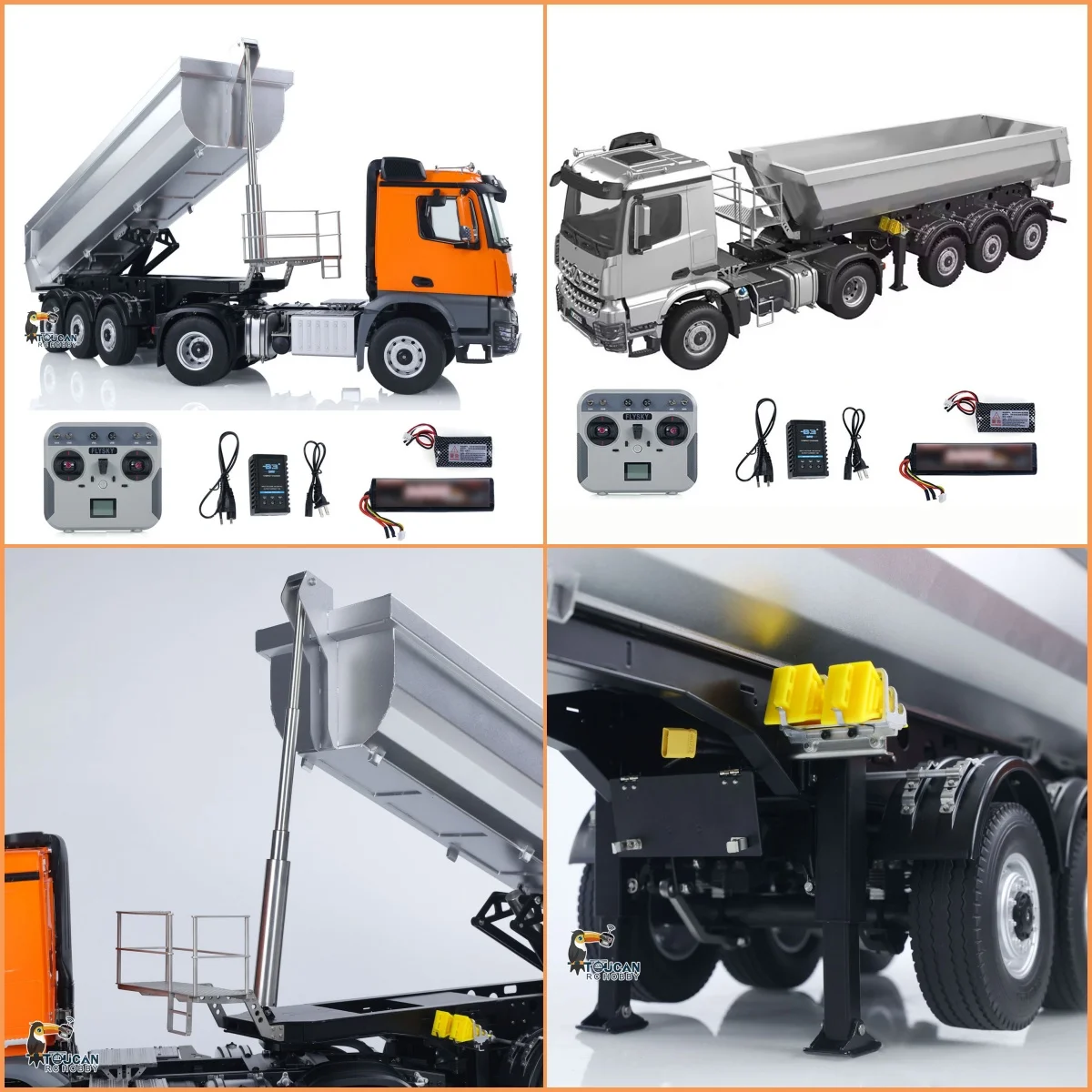 

Kabolite 5801 4X4 1/14 RC Tractor 3 Axles RC Electric Dump Trailer RTR Lead Screw 2-Speed Transmission Sound Light Toy Model