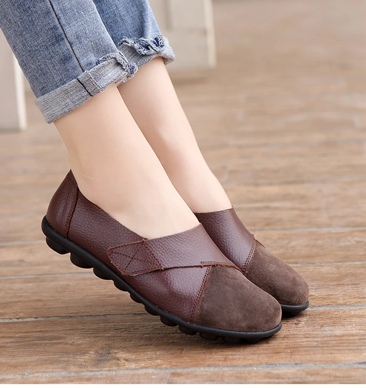 Frau Schuhe Weiche Leder Low Heels Schuhe frauen Elegante Wohnungen 2025, Casual Flache Schuhe Frauen Schuhe Neue Müßiggänger Zapatos mujer – Detail 10