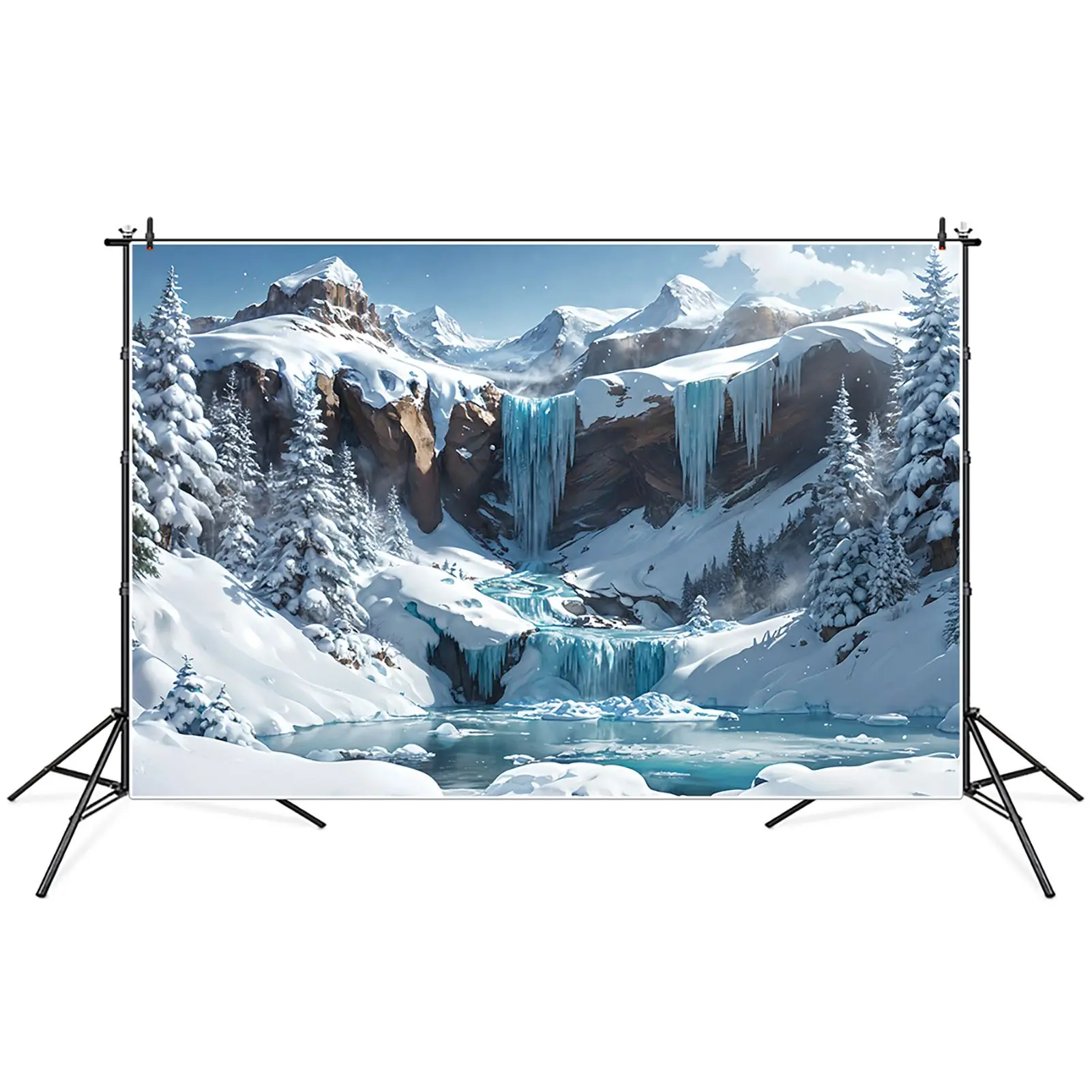 Custom Snow Mountain Waterfall Backdrops, decoração de fotografia, inverno azul, Photobooth, fundos fotográficos, adereços para crianças