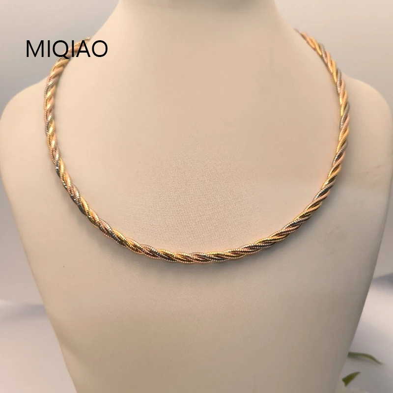 

MIQIAO Italian Silver 925 Real 100% Snake Chain Necklace Three Shares Jewelry For Woman Female high quality luxury Choker 40CM