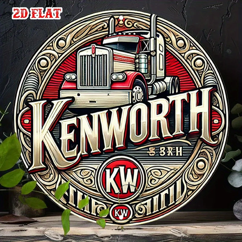 1 Stück Vintage Truck & für KENWORTH Logo Rundes Aluminium-Metallblechschild – 7,87 x 7,87 Zoll, rustikale Wandkunst, langlebig, für drinnen und draußen