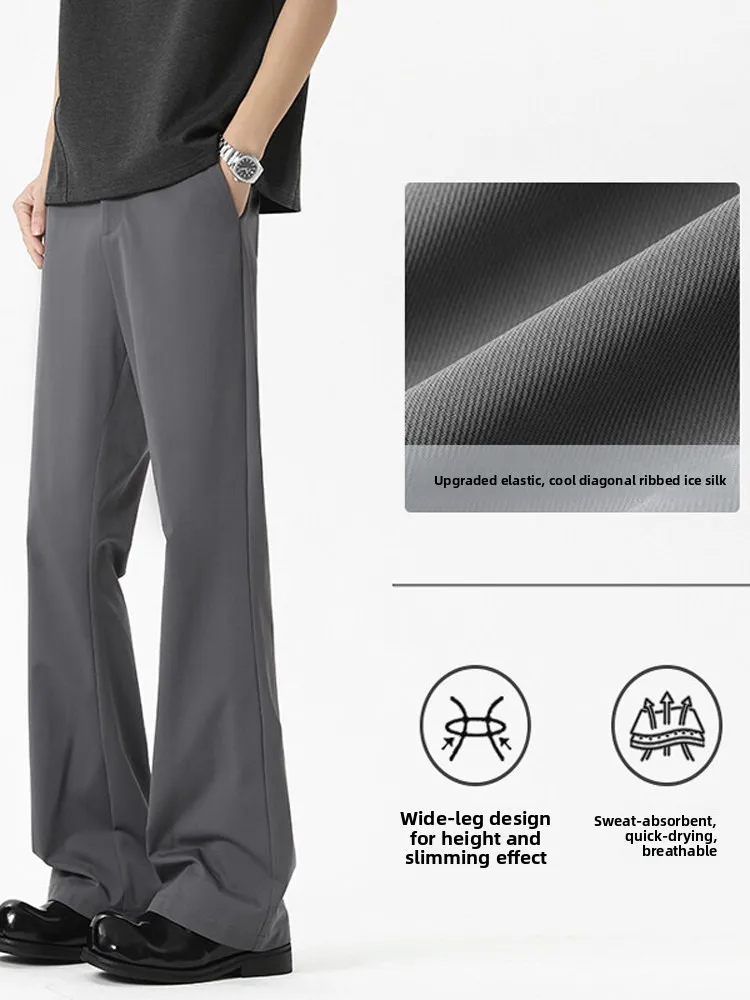 

Мужские летние дышащие быстросохнущие брюки Bla Ice Silk Cool Feeling с высокой талией, прямые, зауженные, повседневные, модные