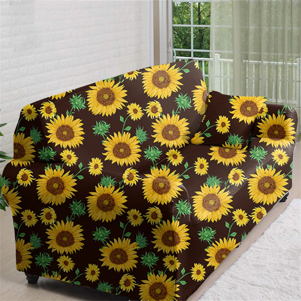 Elegant Flower Plant Sofa Cover Geometric Leaf Elastic Full Package 3 Seater Sofas Covers Home Sofa Decoration Shape Sofa Cover