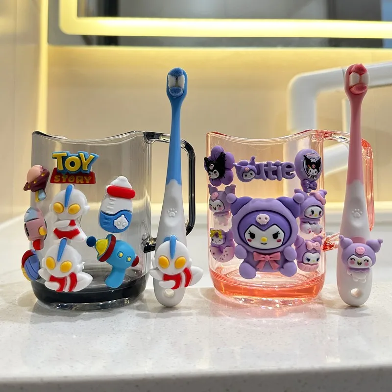 Cartoon Mouthwash Cup Generic Cute Kuromi Strawberry Bear Bobdog Large Capacity Water Cup Non-slip Tooth Cup Kid Gift