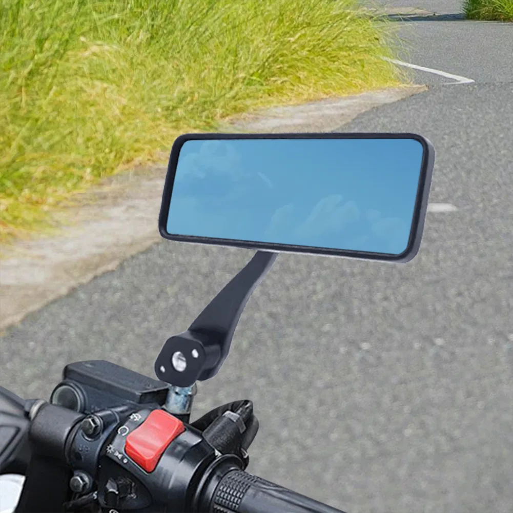 Universal Full Aluminum Blue Mirror Rearview Mirror, Fits All Motorcycles & Electric Vehicles Square Rearview Mirror