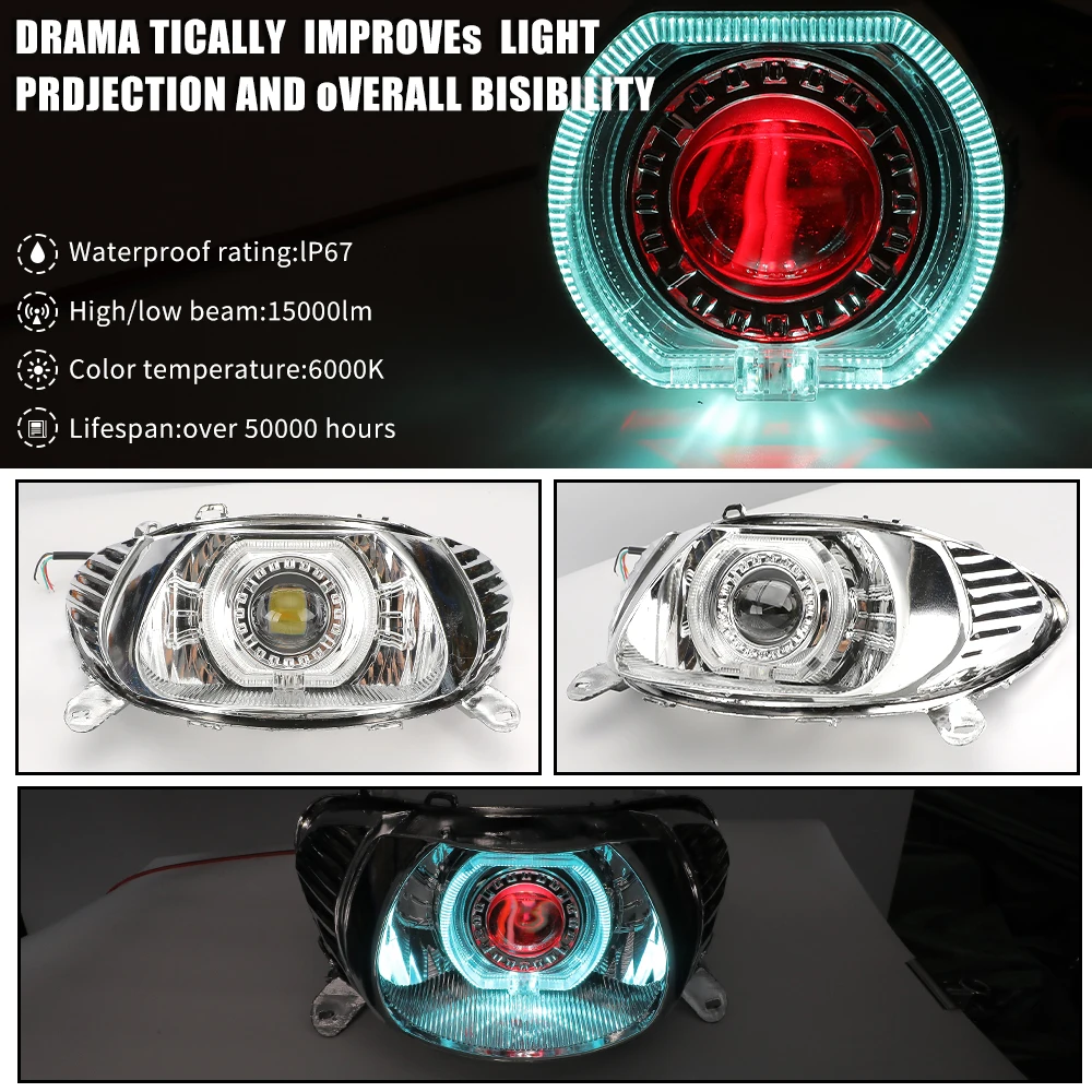 

Motorcycle Modification with Built-in Large Light Bulb 4.5 Inches High-Power White and Yellow Dual Light Transmission