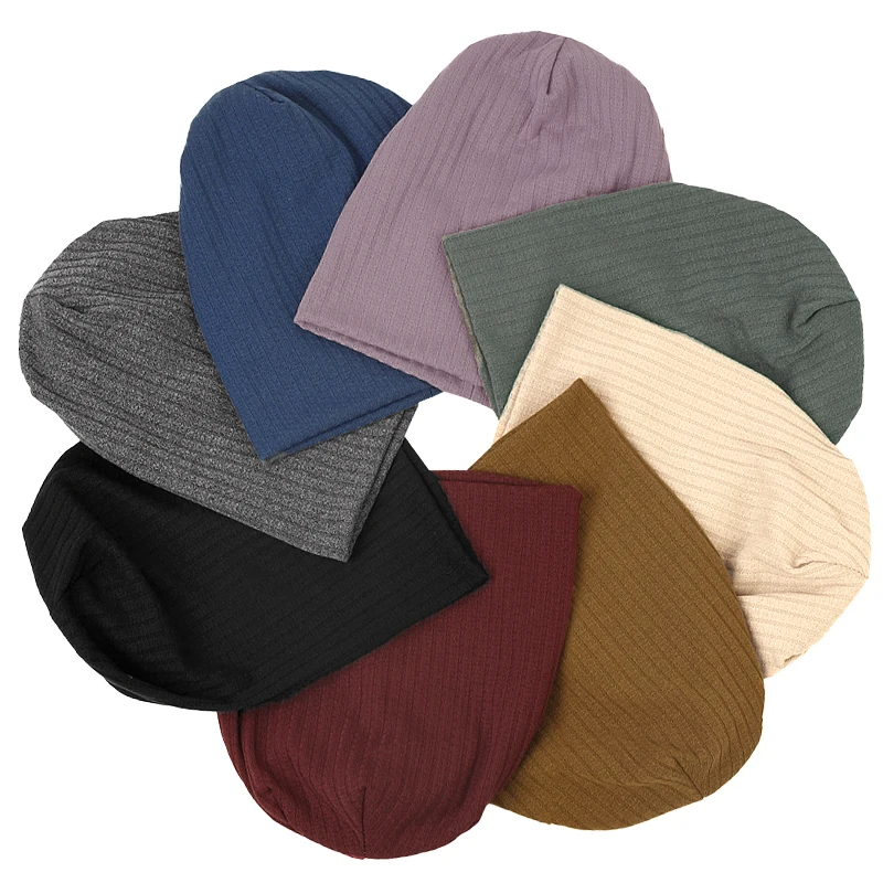 Geebro Women High Quality Ribbed Beanie Hat Spring Autumn Solid Color Knitted Fashion Simple Casual Skullies Beanies Cap