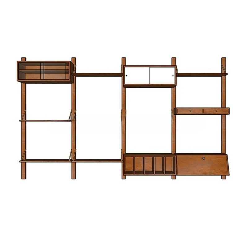 

Комбинированная витрина в стиле ретро, домашняя гостиная, настенный шкаф для хранения, книжная полка, открытая многослойная декоративная полка