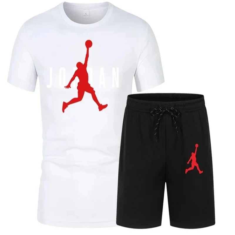 

2025 Summer New Men's Brand Set Fashion Quick drying Sportswear Short sleeved T-shirt+Sports Shorts Casual Wear Jogging