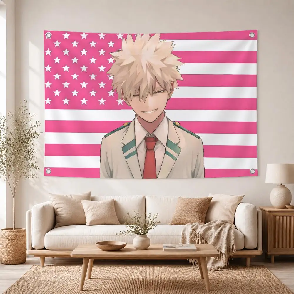 Anime Character Bakugo Katsuki Flags Home Yard & Garden Decor Banner - Indoor Outdoor Wall Hanging Flag